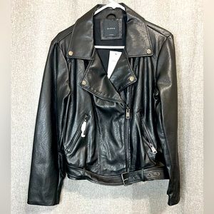 Faux Leather Moto Jacket womens sz lg